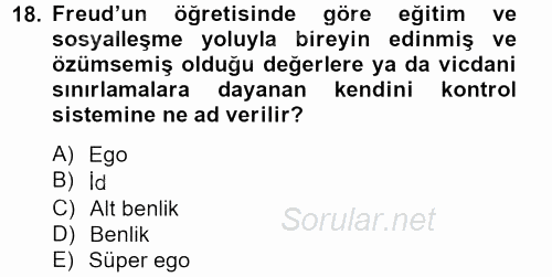 Suç Önleme Modelleri 2012 - 2013 Ara Sınavı 18.Soru