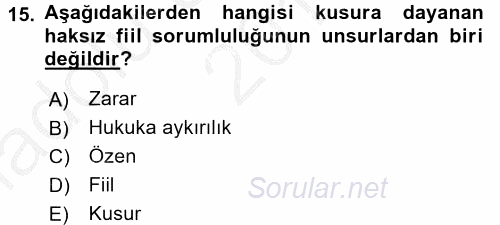 Borçlar Hukuku 2016 - 2017 Ara Sınavı 15.Soru