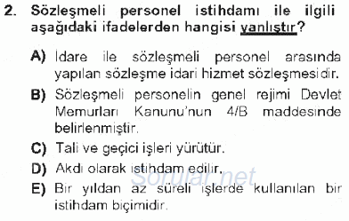 Kamu Personel Hukuku 2012 - 2013 Tek Ders Sınavı 2.Soru