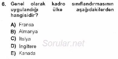 Kamu Personel Hukuku 2012 - 2013 Tek Ders Sınavı 6.Soru