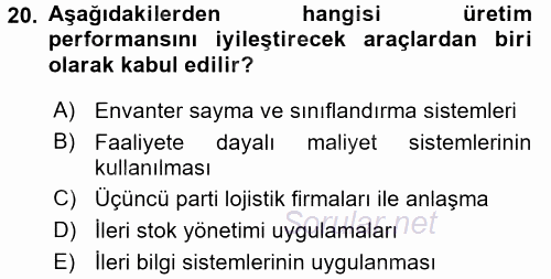 Lojistikte Teknoloji Kullanımı 2016 - 2017 Ara Sınavı 20.Soru