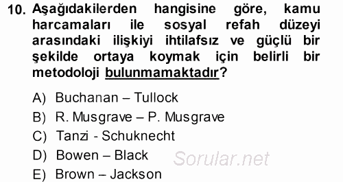 Kamu Ekonomisi 1 2013 - 2014 Ara Sınavı 10.Soru