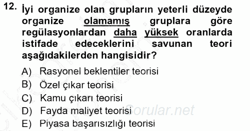 Kamu Ekonomisi 1 2013 - 2014 Ara Sınavı 12.Soru