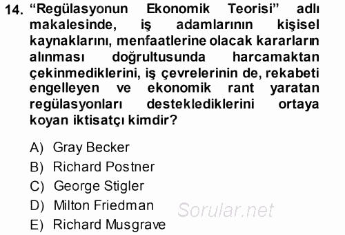 Kamu Ekonomisi 1 2013 - 2014 Ara Sınavı 14.Soru