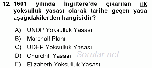 Çevre Sosyolojisi 2017 - 2018 Dönem Sonu Sınavı 12.Soru