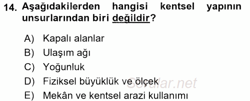 Çevre Sosyolojisi 2017 - 2018 Dönem Sonu Sınavı 14.Soru
