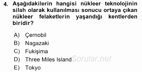 Çevre Sosyolojisi 2017 - 2018 Dönem Sonu Sınavı 4.Soru