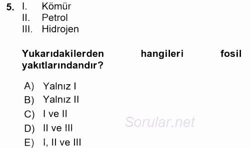 Çevre Sosyolojisi 2017 - 2018 Dönem Sonu Sınavı 5.Soru