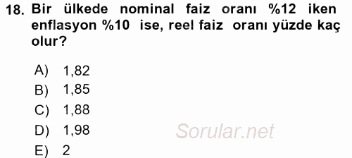 Finans Matematiği 2015 - 2016 Ara Sınavı 18.Soru