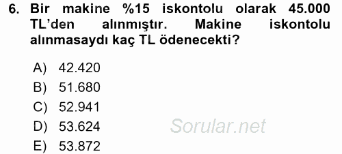 Finans Matematiği 2015 - 2016 Ara Sınavı 6.Soru