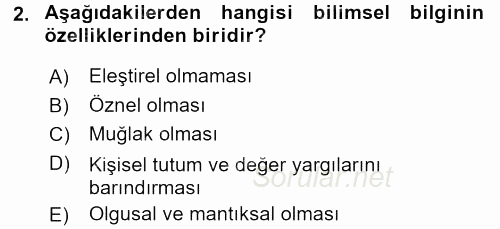 Sosyolojide Araştırma Yöntem ve Teknikleri 2015 - 2016 Dönem Sonu Sınavı 2.Soru