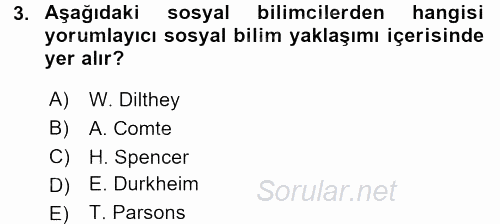 Sosyolojide Araştırma Yöntem ve Teknikleri 2015 - 2016 Dönem Sonu Sınavı 3.Soru