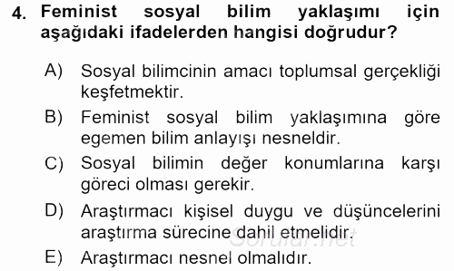 Sosyolojide Araştırma Yöntem ve Teknikleri 2015 - 2016 Dönem Sonu Sınavı 4.Soru