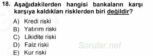 Para ve Banka 2014 - 2015 Ara Sınavı 18.Soru