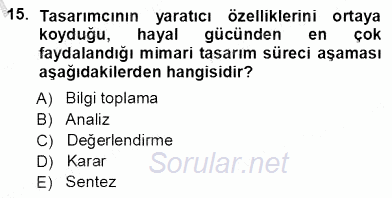Turistik Alanlarda Mekan Tasarımı 2012 - 2013 Ara Sınavı 15.Soru