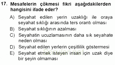 Turistik Alanlarda Mekan Tasarımı 2012 - 2013 Ara Sınavı 17.Soru