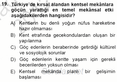 Turistik Alanlarda Mekan Tasarımı 2012 - 2013 Ara Sınavı 19.Soru