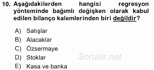 Finansal Yönetim 1 2016 - 2017 Dönem Sonu Sınavı 10.Soru