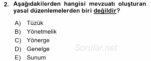 Gıda Mevzuatı ve Kalite Yönetimi 2017 - 2018 Ara Sınavı 2.Soru