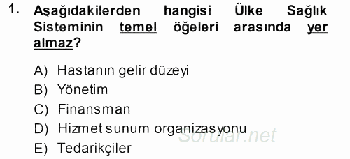 Sağlık Kurumları Yönetimi 1 2013 - 2014 Ara Sınavı 1.Soru