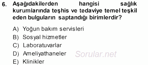 Sağlık Kurumları Yönetimi 1 2013 - 2014 Ara Sınavı 6.Soru