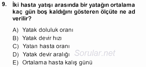 Sağlık Kurumları Yönetimi 1 2013 - 2014 Ara Sınavı 9.Soru