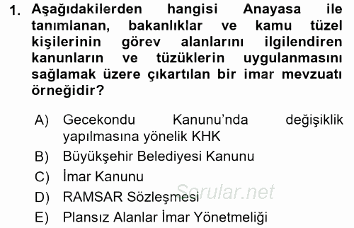 Coğrafi Bilgi Sistemleri Standartları ve Temel Mevzuat 2017 - 2018 Dönem Sonu Sınavı 1.Soru