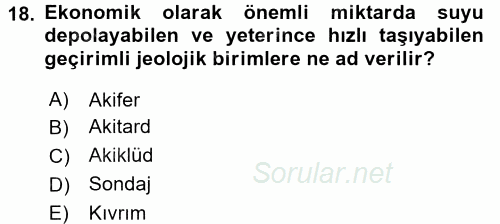 Coğrafi Bilgi Sistemleri Standartları ve Temel Mevzuat 2017 - 2018 Dönem Sonu Sınavı 18.Soru