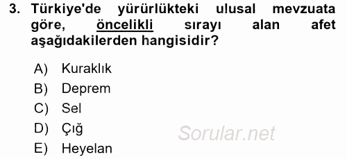 Coğrafi Bilgi Sistemleri Standartları ve Temel Mevzuat 2017 - 2018 Dönem Sonu Sınavı 3.Soru