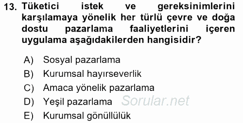 Halkla İlişkiler Uygulamaları ve Örnek Olaylar 2016 - 2017 Dönem Sonu Sınavı 13.Soru