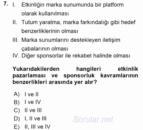 Halkla İlişkiler Uygulamaları ve Örnek Olaylar 2016 - 2017 Dönem Sonu Sınavı 7.Soru