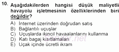 Turizm Ulaştırması 2014 - 2015 Dönem Sonu Sınavı 10.Soru