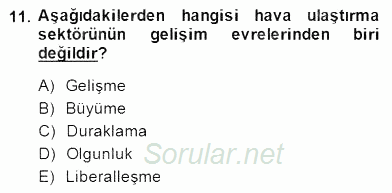 Turizm Ulaştırması 2014 - 2015 Dönem Sonu Sınavı 11.Soru