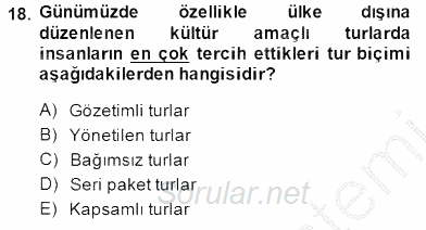 Turizm Ulaştırması 2014 - 2015 Dönem Sonu Sınavı 18.Soru