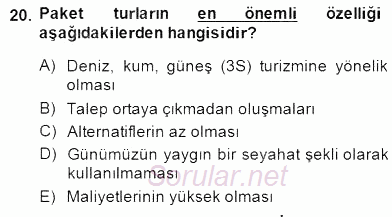 Turizm Ulaştırması 2014 - 2015 Dönem Sonu Sınavı 20.Soru