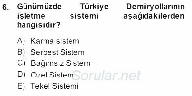 Turizm Ulaştırması 2014 - 2015 Dönem Sonu Sınavı 6.Soru