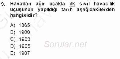 Turizm Ulaştırması 2014 - 2015 Dönem Sonu Sınavı 9.Soru