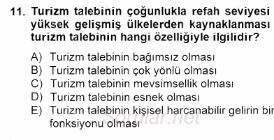 Turizm Ekonomisi 2014 - 2015 Dönem Sonu Sınavı 11.Soru