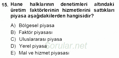 Turizm Ekonomisi 2014 - 2015 Dönem Sonu Sınavı 15.Soru