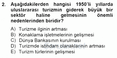 Turizm Ekonomisi 2014 - 2015 Dönem Sonu Sınavı 2.Soru