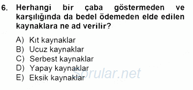 Turizm Ekonomisi 2014 - 2015 Dönem Sonu Sınavı 6.Soru