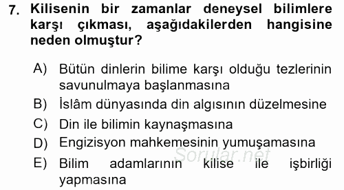 Din Eğitimi Ve Din Hizmetlerinde Rehberlik 2017 - 2018 Ara Sınavı 7.Soru