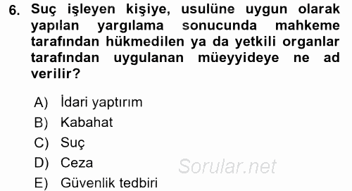Vergi Ceza Hukuku 2016 - 2017 Ara Sınavı 6.Soru