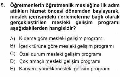 Öğretmenlikte Mesleki Gelişim 2014 - 2015 Dönem Sonu Sınavı 9.Soru