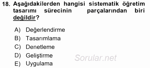 İşletmelerde Eğitim ve Geliştirme 2017 - 2018 Dönem Sonu Sınavı 18.Soru