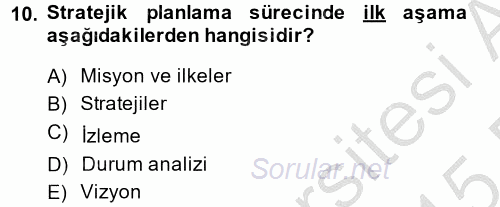 Kamu Mali Yönetimi 2014 - 2015 Dönem Sonu Sınavı 10.Soru