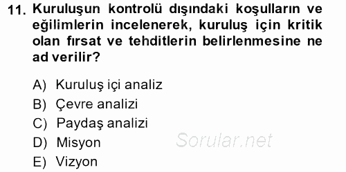 Kamu Mali Yönetimi 2014 - 2015 Dönem Sonu Sınavı 11.Soru