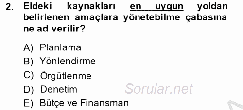 Kamu Mali Yönetimi 2014 - 2015 Dönem Sonu Sınavı 2.Soru