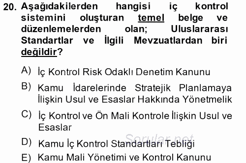 Kamu Mali Yönetimi 2014 - 2015 Dönem Sonu Sınavı 20.Soru