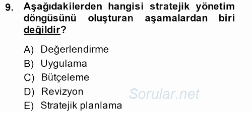 Kamu Mali Yönetimi 2014 - 2015 Dönem Sonu Sınavı 9.Soru